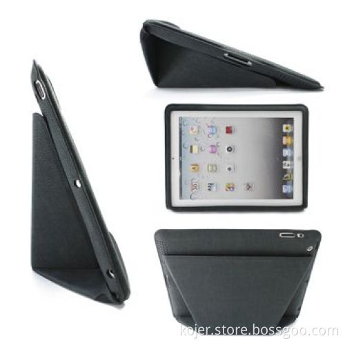 Innovative Folding Leather Case for New iPad, Full Access to All Functional Ports